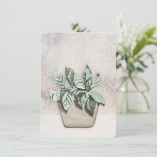 Carte de voeux Aquarelle Poted Houseplant Vide