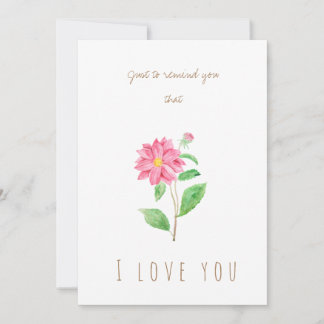 carte de voeux aquarelle rose dahlia