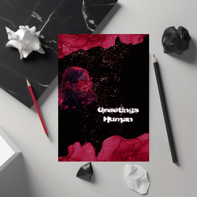 Carte de voeux Aquarelle rouge et noire plate (Créateur téléchargé)