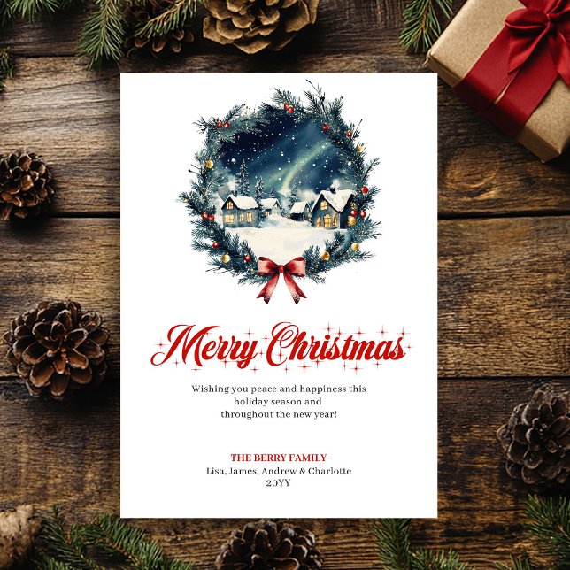 Carte de vœux aquarelle scène de Noël chaleureuse (Warm Christmas Scene Watercolor Greeting Card)