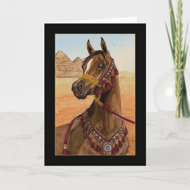 Carte de voeux Arabe rêveuse égyptienne de cheval (Devant)