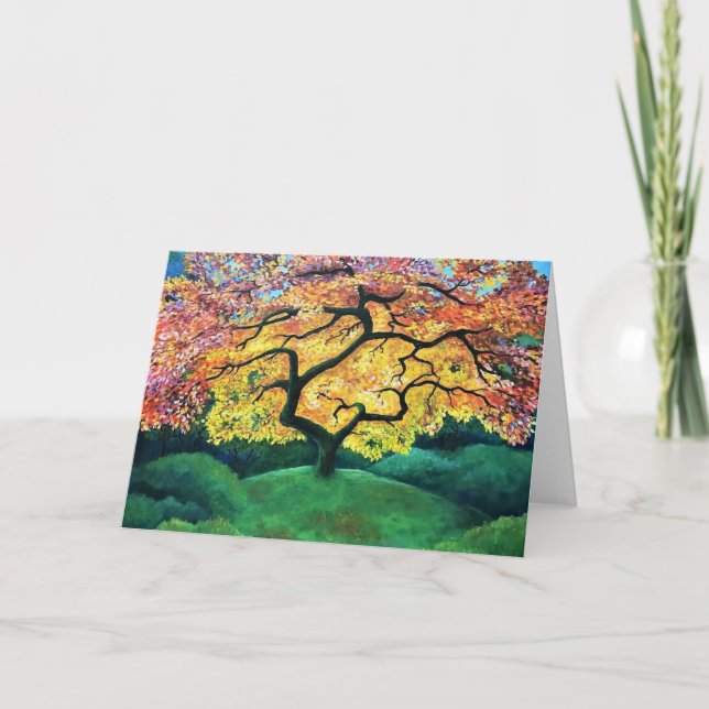 Carte de voeux Arbre à érable japonais (Devant)