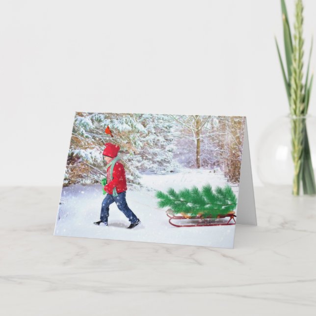 Carte de vœux Arbre de Noël à la maison (Devant)