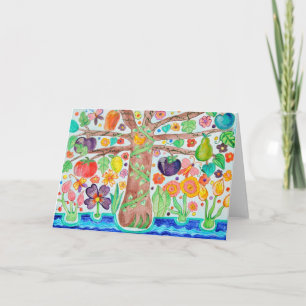 Carte de voeux Arbre de vie rouge