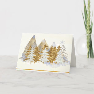 Carte de voeux Argent et Gold Winter Landscape