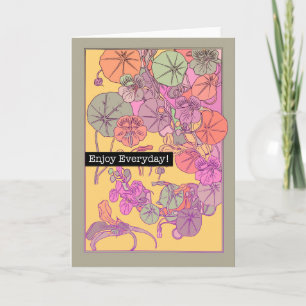 Carte de vœux Art Déco Fleurie Profitez de chaque