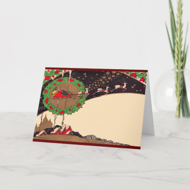 Carte de voeux Art Déco Noël Père Noël (Devant)