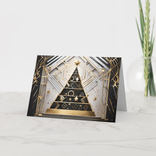 carte de voeux art déco sapin de noël (Devant)