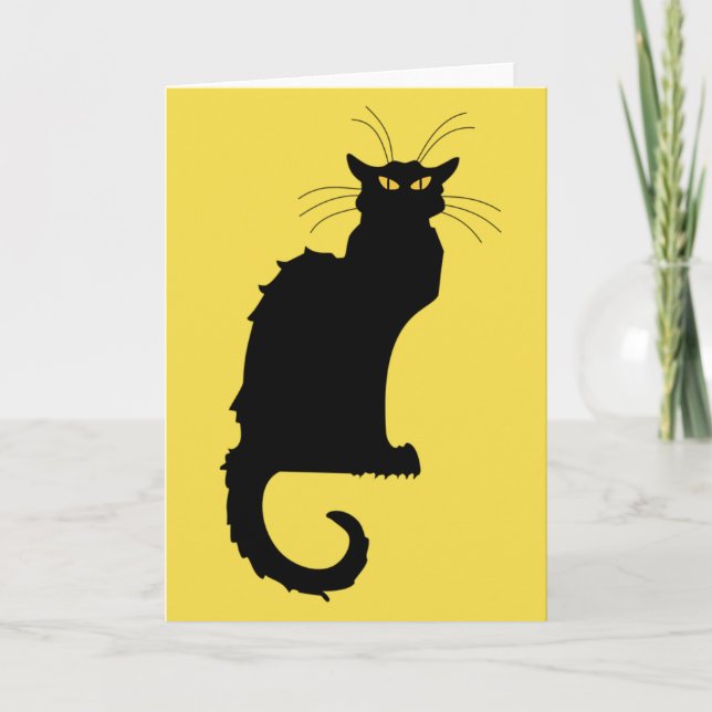 Carte de voeux Art Nouveau Chat Noir (Devant)