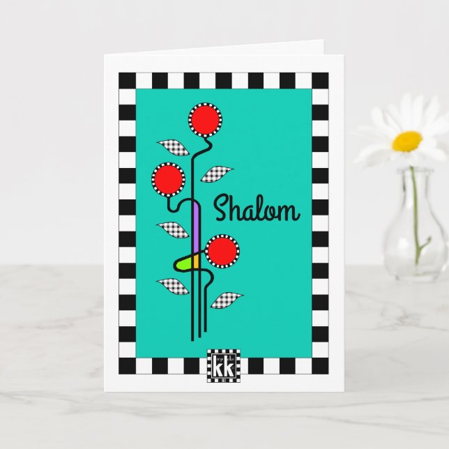 Carte de voeux Art Nouveau Shalom (Petite plante)