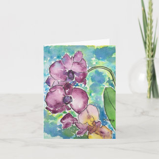 Carte de voeux Art Orchids violet