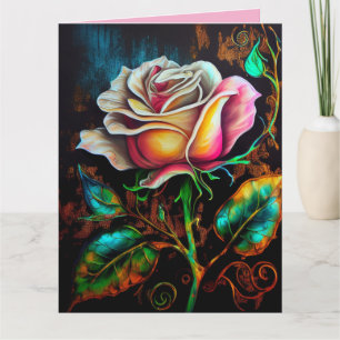 CARTE DE VŒUX ART ROSE FÊTE DES MÈRES