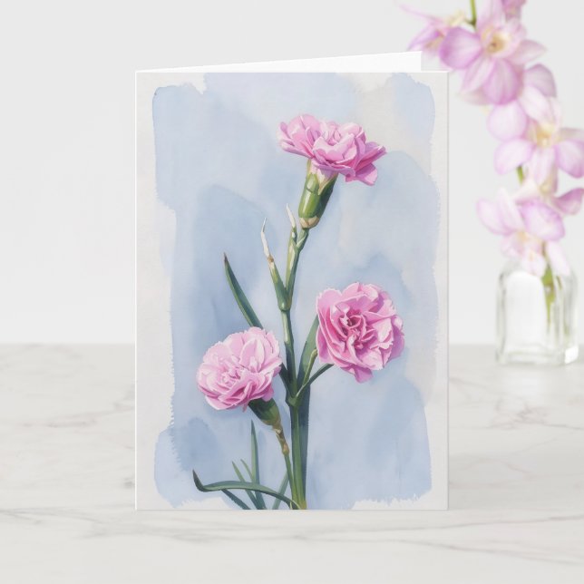 Carte de vœux artistique à trois œillets (Orchidée)