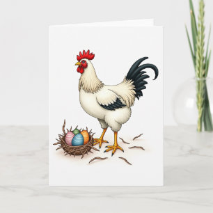 Carte de vœux artistique Coq et Œufs