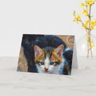 Carte de vœux artistique de deux chatons