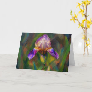 Carte de vœux artistique de fleur d'iris dans le s