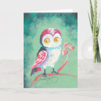 Carte de vœux artistique de hibou peint aux doigts
