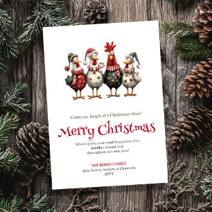 Carte de vœux artistique de Noël avec des poules a
