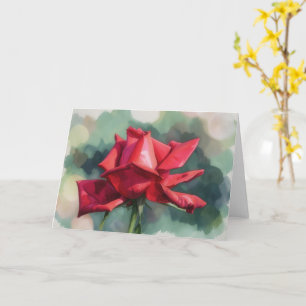 Carte de vœux artistique fleur rose rouge