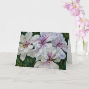 Carte de vœux artistique fleurs roses et blanches