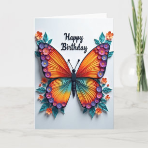 Carte de vœux artistique Papillon joyeux