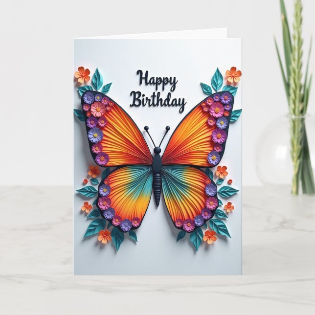 Carte de vœux artistique Papillon joyeux (Devant)