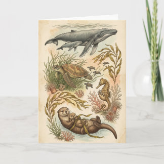 Carte de vœux artistique vintage océan embrasse vi