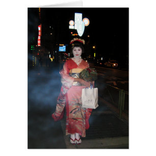 Carte de voeux Asakusa Geisha Neo Tokyo