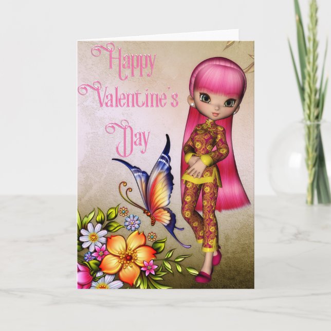 Carte de voeux asiatique Heureuse Sainte-Valentin  (Devant)