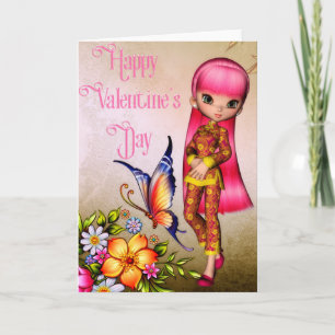 Carte de voeux asiatique Heureuse Sainte-Valentin
