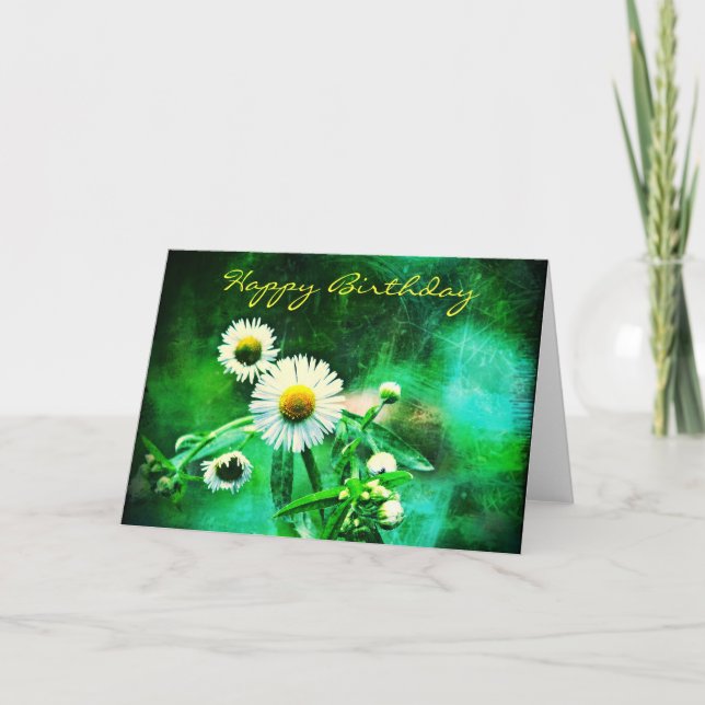 Carte de voeux Asters Green Glow Anniversaire (Devant)