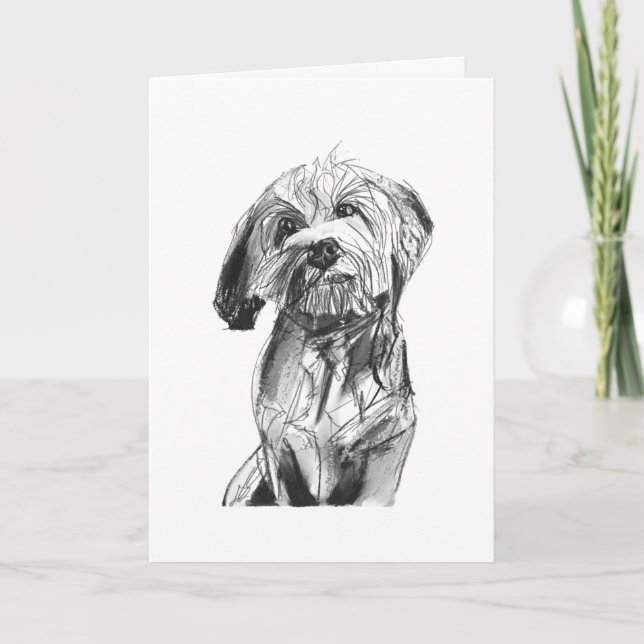 Carte de vœux au charbon de bois Cavapoo, Cadeau p (Devant)