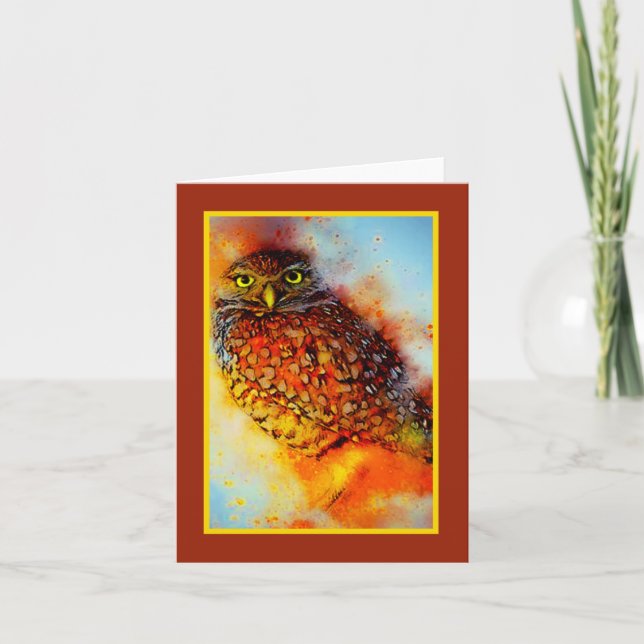 Carte de vœux au hibou éclaboussé (Devant)
