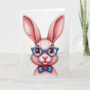 Carte de vœux au lapin avec des lunettes