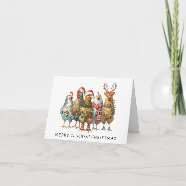Carte de voeux au poulet de Noël de Merry Cluckin (Devant)