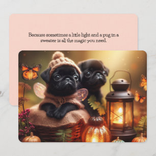 Carte de vœux automnale sincère pour Pug