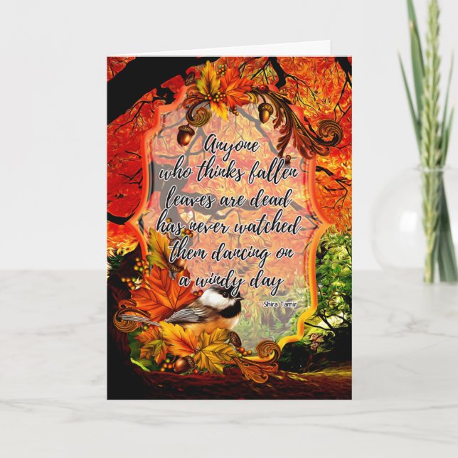 Carte de vœux Automne Danse Feuilles (Devant)