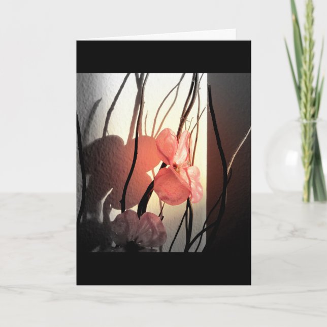 carte de voeux aux fleurs roses (Devant)