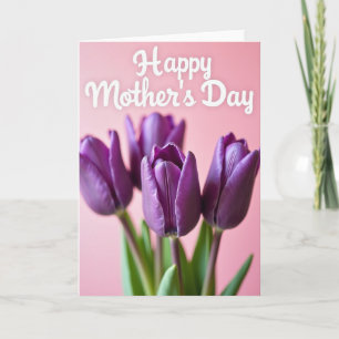 Carte de vœux aux tulipes violettes