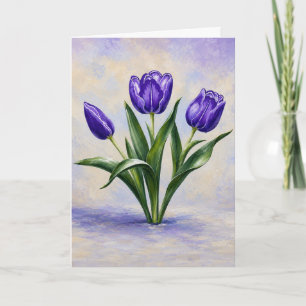 Carte de vœux aux tulipes violettes pliées