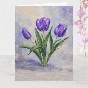 Carte de vœux aux tulipes violettes pliées