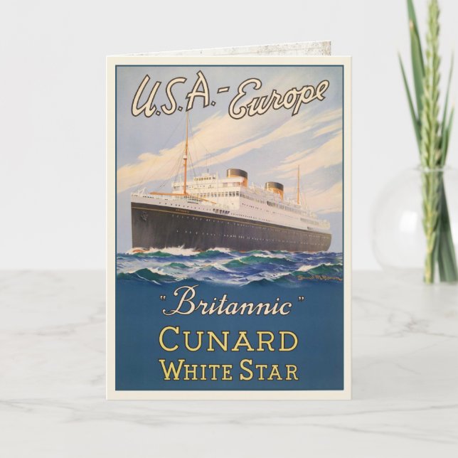 Carte de voeux avec affiche publicitaire de bateau (Devant)