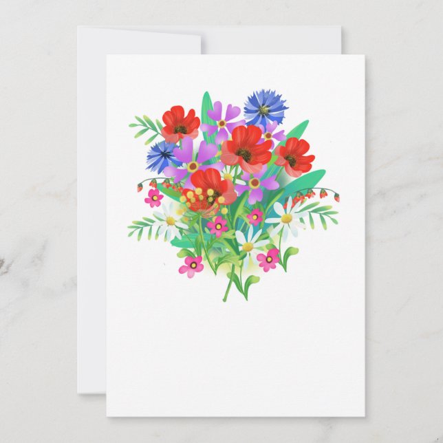 carte de voeux avec bouquet de fleurs (Devant)
