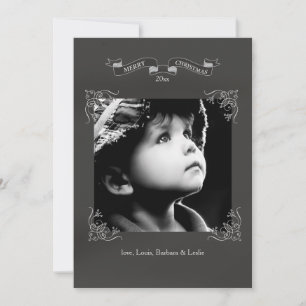Carte de vœux avec cadre de tableau noir pour phot
