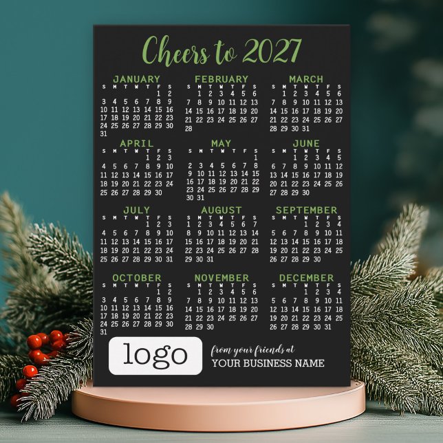 Carte de vœux avec calendrier 2027 et logo d'entre (Holiday Card with 2027 Calendar)