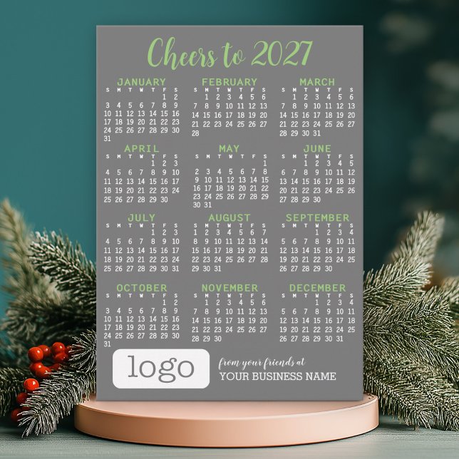 Carte de vœux avec calendrier 2027 et logo d'entre (Holiday Card with 2027 Calendar)