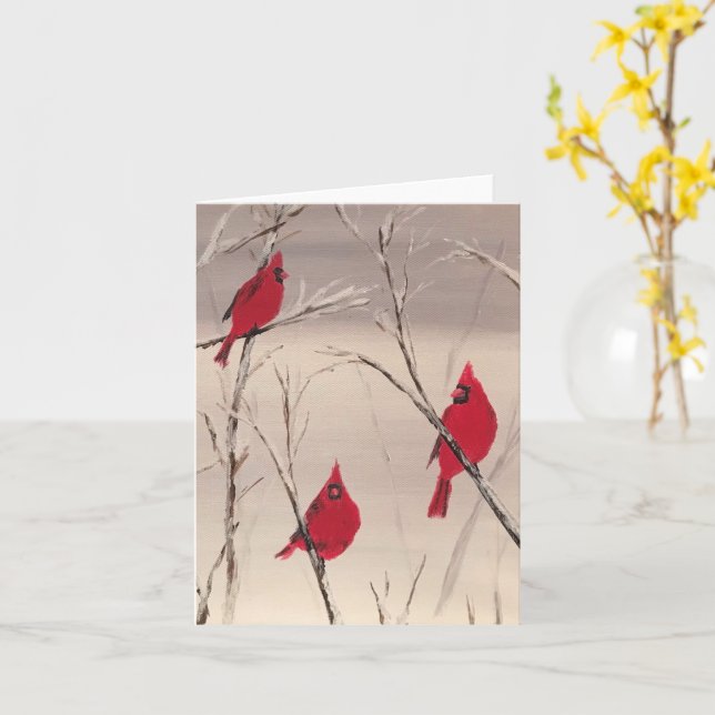 Carte de voeux avec Cardinals (Fleur jaune)