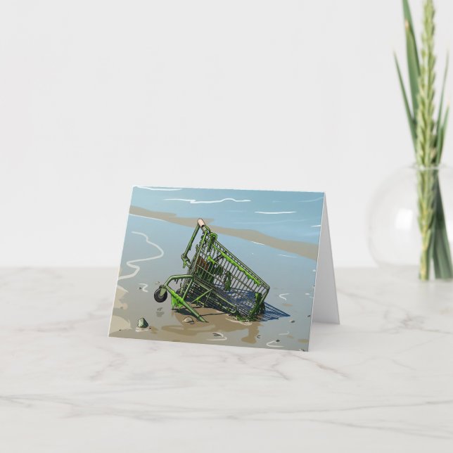 Carte de vœux avec chariot de courses dans la boue (Devant)