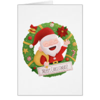 Carte de vœux avec couronne de Noël Santa Claus mi