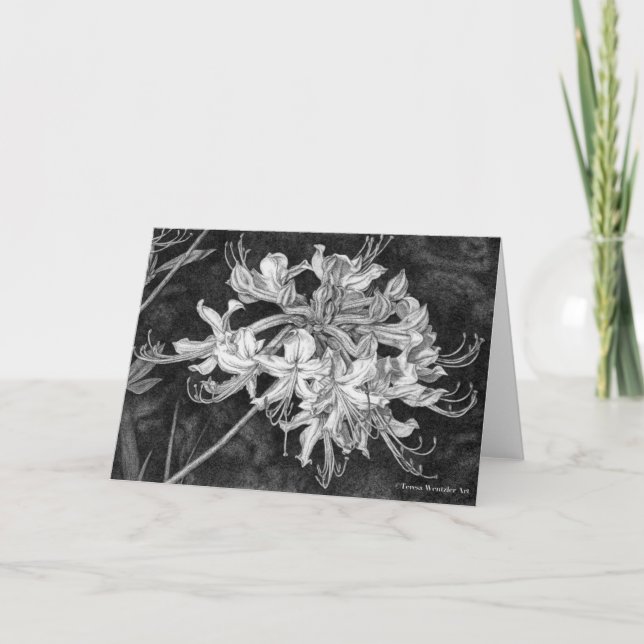 Carte de vœux avec dessin d'azalée sauvage (Devant)